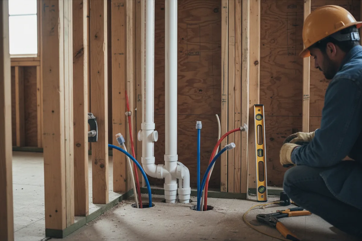 Drain and supply rough-in during Sump Pump Repair in Punta Gorda