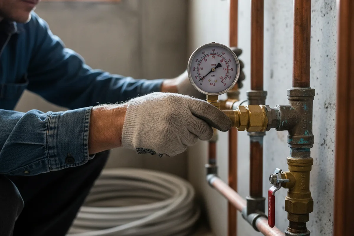 Pressure testing a repaired line during Water Line Repair in Punta Gorda